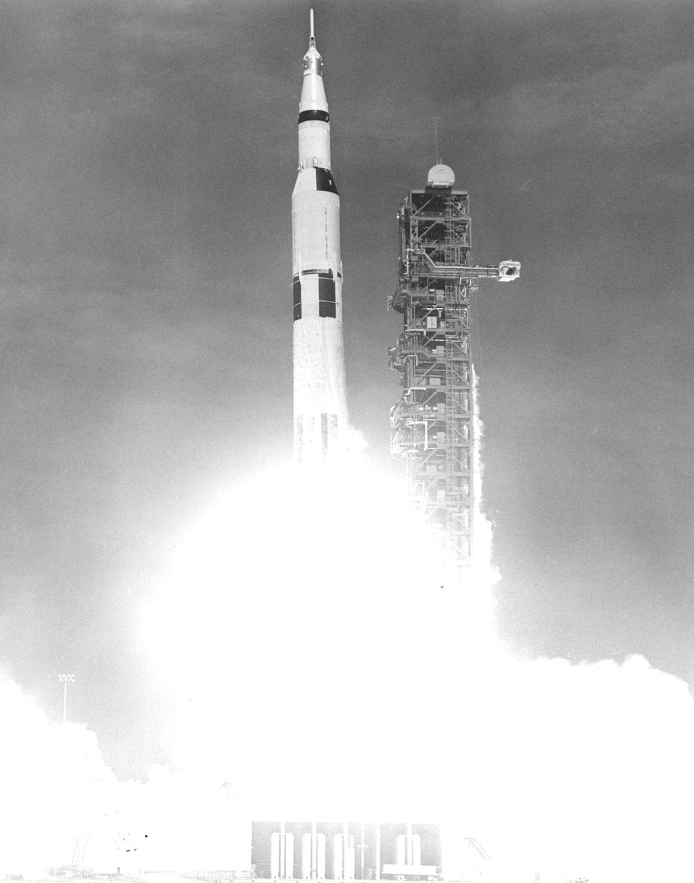 Saturn V lifting off from its launch pad
